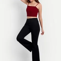 BROADSTAR Women Smart Flared Super High-Rise Easy Wash Stretchable Bootcut Trousers-image-82