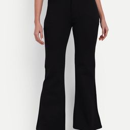BROADSTAR Women Smart Flared High-Rise Easy Wash Stretchable Bootcut Trousers-picture-13