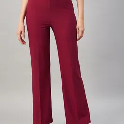 Orchid Blues Women Flared High-Rise Flat-Front Parallel Trousers-image-38