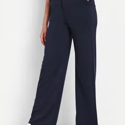 Next One Smart Loose fit High-Rise Easy Wash Formal Knitted Regular Trousers-image-44