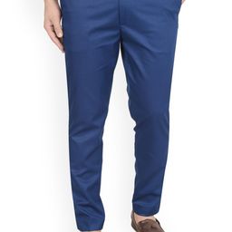 AD & AV Men Blue Classic Easy Wash Trousers-image-92