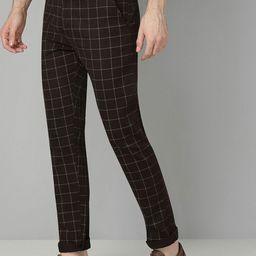 FUBAR Men Checked Relaxed Slim Fit Mid-Rise Easy Wash Trousers-picture-32