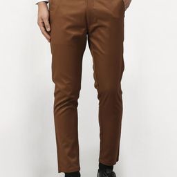 JAINISH Men Brown Smart Slim Fit Easy Wash Regular Trousers-image-74