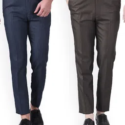 AD & AV Men Blue Comfort Easy Wash Trousers-picture-16