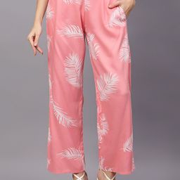 Indietoga Women Floral Printed Comfort Easy Wash Pleated Parallel Trousers-image-75