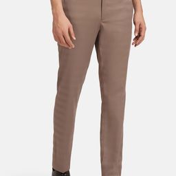 Blackberrys Men B-91 Slim Fit Striped Low-Rise Easy Wash Formal Trousers-image-60