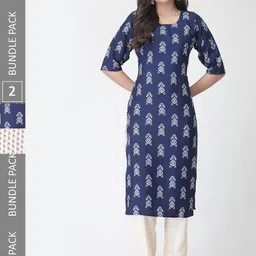 KALINI A Selection of 2 Printed Regular Straight Kurta With Trousers-image-47