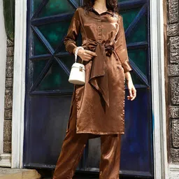 QISSA Shirt Collar Regular Kurta with Trouser-image-60