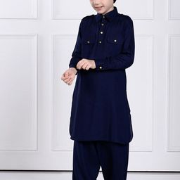 THE PONY & PEONY CO. Boys Shirt Collar Pathani Kurta with Trousers-picture-55