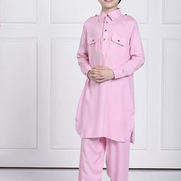 THE PONY & PEONY CO. Boys Shirt Collar Pathani Kurta with Trousers-picture-28
