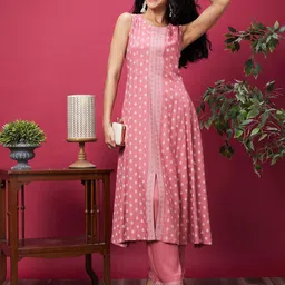 Globus Ethnic Motifs Printed A Line Kurta & Trouser Set-picture-50