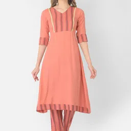 V TRADITION Women Striped Kurta with Trousers-image-84