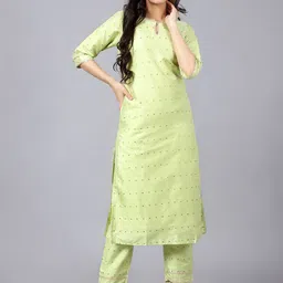 V TRADITION Chanderi Silk Kurta with Trousers-image-83