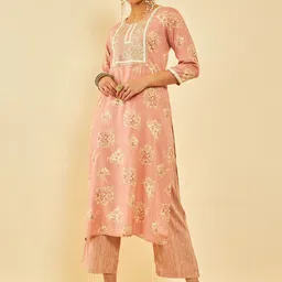 Soch Floral Embroidered Regular Thread Work Kurta with Trousers-image-43