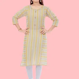 Aarika Girls Striped Pure Cotton Straight Kurta With Leggings-picture-40