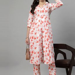 SkyaSia Shirt Collar Floral Printed Pure Cotton A Line Kurta with Trouser-picture-39