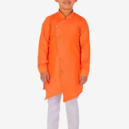 Pro-Ethic STYLE DEVELOPER Boys Orange Angrakha Kurta with Trousers-picture-25