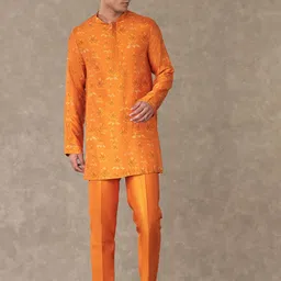 Masaba Floral Printed Mandarin Collar Kurta with Trousers-image-11