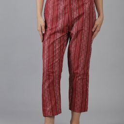 Enchanted Drapes Women Striped Pure Cotton Cropped Trouser-image-90