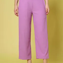 plusS WORX Women Lavender Solid Parallel Trousers-image-74