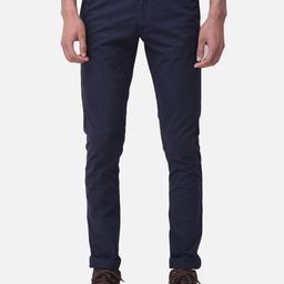 Woodland Men Navy Blue Solid Regular Trousers-image-6