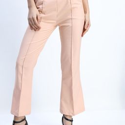 Tokyo Talkies Women Pink Flared Low-Rise Trousers-image-85