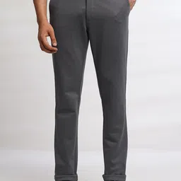 JADE BLUE Men Textured Mid-Rise Cotton Trousers-image-69