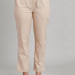W The Folksong Collection Women Beige Solid Trousers-image-2