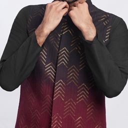 KISAH Mandarin Collar Regular Pure Cotton Kurta with Pyjamas & Nehru Jacket image 2