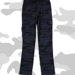 Gini and Jony Boys Blue Camouflage Printed Cargos Trousers-image-70