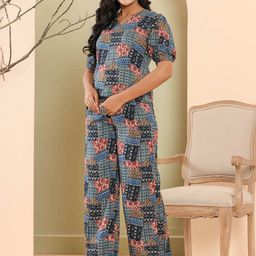 Haute and Humble Abstract Printed Top With Trousers image 4