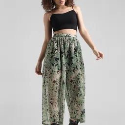 ONLY Women Floral Printed High-Rise Pleated Parallel Trousers-image-84