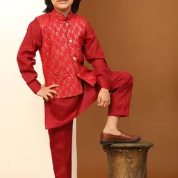 Pro-Ethic STYLE DEVELOPER Boys Regular Cotton Kurta Pajama & Nehru jacket image 5