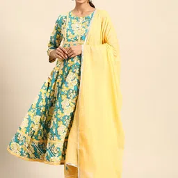 RANGMAYEE Women Printed Regular Gotta Patti Pure Cotton Kurta with Trousers & With Dupatta-picture-16