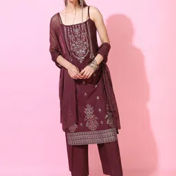 Vishudh Women Floral Printed Kurta with Palazzo & dupatta-image-30