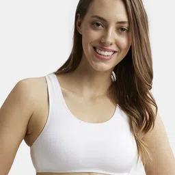 Jockey White Solid Non-Wired Non Padded Workout Bra-28