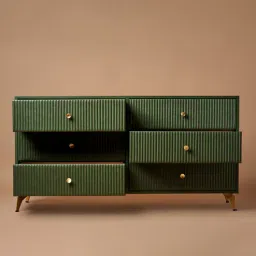 three sixty Linear Leather Chest of Six Drawers in Olive Green Colour-picture-17