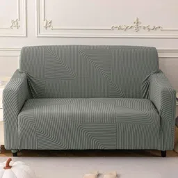 HOUSE OF QUIRK Grey Jacquard Soft Touching 1 Seater Sofa Cover-53