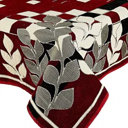 Kuber Industries Maroon & White Printed 4-Seater Rectangular Table Cover image 3