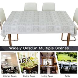 Kuber Industries Cream Colored Printed Net Cotton Table Cover image 4