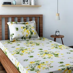 SWAYAM Off-White 144 TC Cotton Single Bedsheet with 1 Pillow Cover-image-23