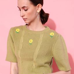 STREET 9 Women Green Floral Sweater-image-92