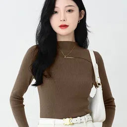 StyleCast Brown High Neck Pullover-image-91