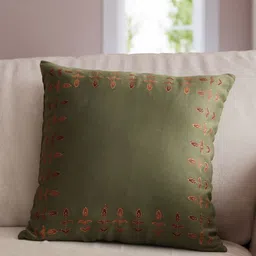 Eyaas Green & Pink Ethnic Motifs Square Cushion Covers-image-11