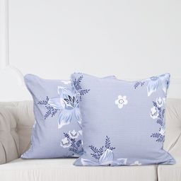 SWAYAM Blue & White Set of 2 Floral Square Cushion Covers-25