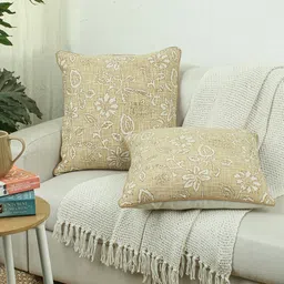 House This Yellow & White Set of 2 Floral Rectangle Cushion Covers-32