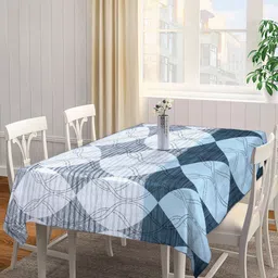 Arrabi Blue & Grey Geometric Printed Rectangle 6-Seater Table Cover-5