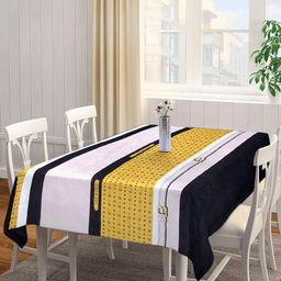 Arrabi Yellow & Black Self-Design 8-Seater Rectangle Table Cover-52
