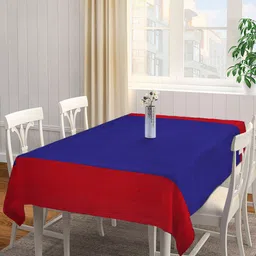 Arrabi Blue & Red Handwoven Cotton 8-Seater Table Cover-52
