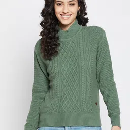 Duke Women Green Cable Knit Pullover-picture-1